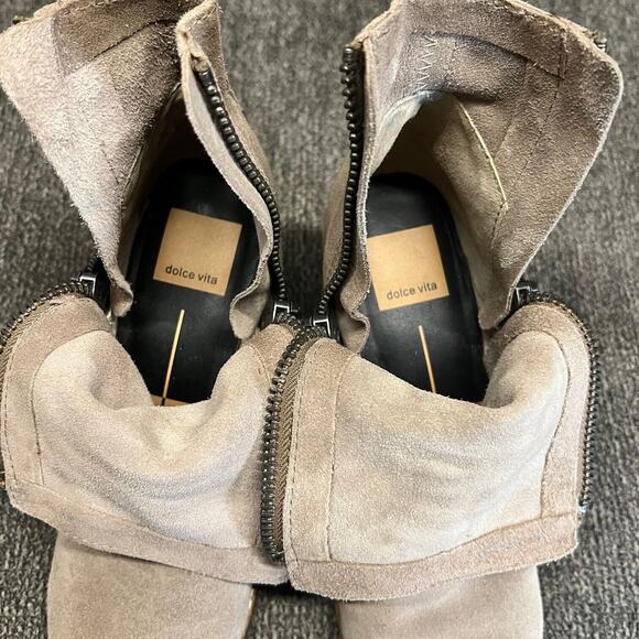 Dolce Vita Ankle Boots Womens 6 Taupe Suede Lana Zip Booties Stacked Heel Casual - Picture 11 of 12